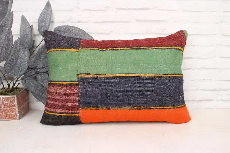 Art Deco Pillow, Kilim Pillow Cover, 16x24 Red Pillow, Pillow for Sofa, Cushion Cover, Vintage Kilim Pillow Pillow Cover, Pillow for Couch - 1