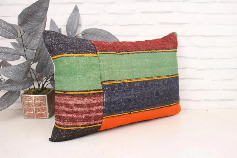 Art Deco Pillow, Kilim Pillow Cover, 16x24 Red Pillow, Pillow for Sofa, Cushion Cover, Vintage Kilim Pillow Pillow Cover, Pillow for Couch - 3