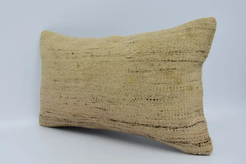 Gift Pillow, Antique Pillows, Vintage Kilim Pillow, 12x20 Beige Pillow Sham, Cushion Case, Anatolian Cushion Cover, Natural Pillow - 4