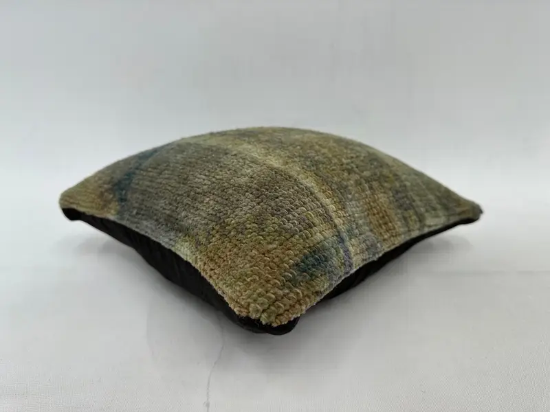 Pillow Sham, Office Chair Cushion Case, Boho Pillow Sham Cover, Handmade Kilim Cushion, Vintage Kilim Throw Pillow, 12x12 Gray Cushion Case - 6