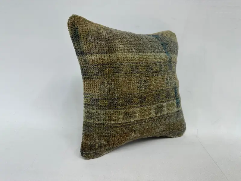 Pillow Sham, Office Chair Cushion Case, Boho Pillow Sham Cover, Handmade Kilim Cushion, Vintage Kilim Throw Pillow, 12x12 Gray Cushion Case - 3