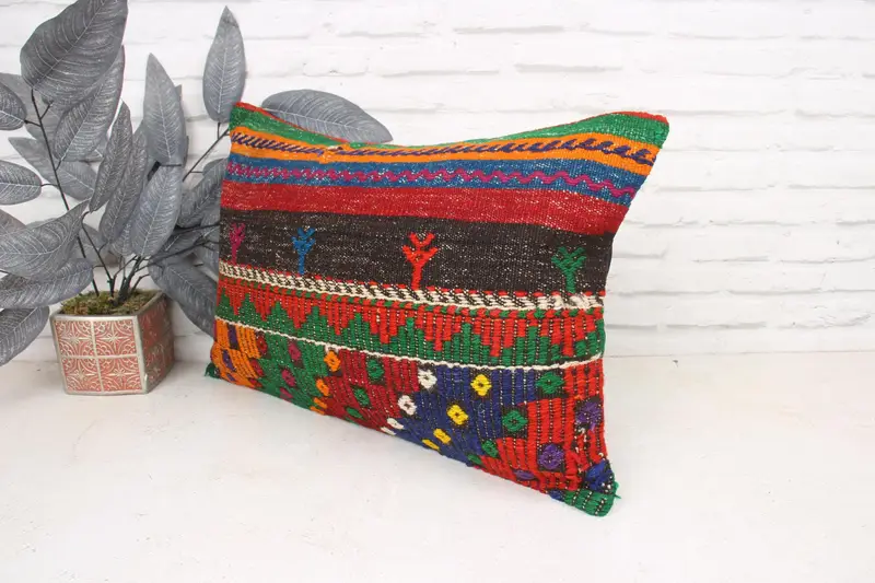 Pillow for Couch, Tribal Pillow Case, Kilim Pillow, Boho Throw Cushion, Gift Pillow, 16x24 Red Cushion Cover, Bohemian Cushion Pillow Case, Cushion - 4