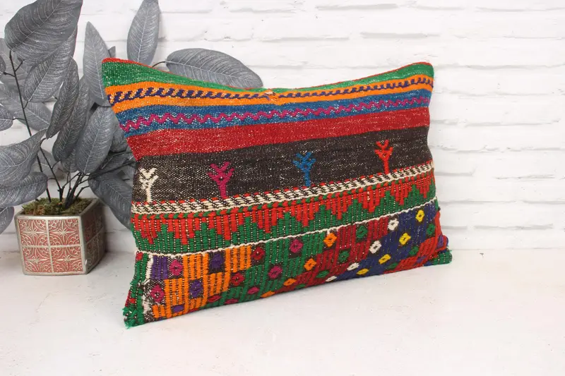 Pillow for Couch, Tribal Pillow Case, Kilim Pillow, Boho Throw Cushion, Gift Pillow, 16x24 Red Cushion Cover, Bohemian Cushion Pillow Case, Cushion - 3