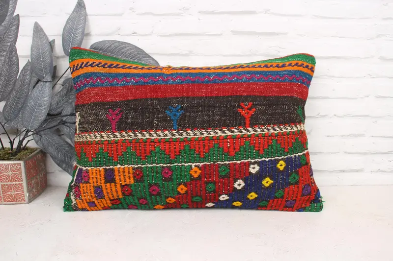 Pillow for Couch, Tribal Pillow Case, Kilim Pillow, Boho Throw Cushion, Gift Pillow, 16x24 Red Cushion Cover, Bohemian Cushion Pillow Case, Cushion - 1