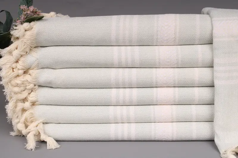 Personalized Turkish Towel Mint Chevron, Beige, Organic Cotton, 40x71 Inches