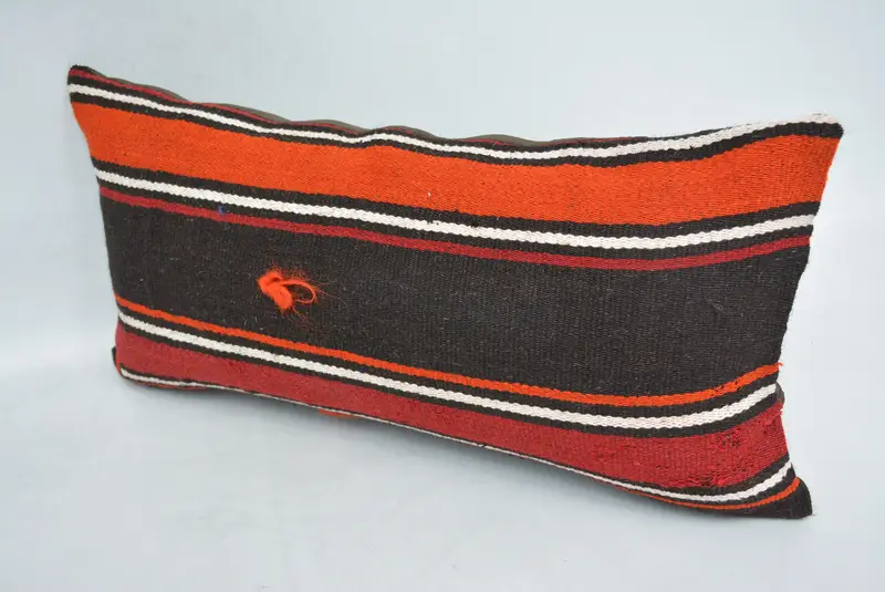 Yoga Pillow Sham, Pillow for Couch, Designer Throw Cushion, Cushion Case, Boho Pillow, Ethnical Kilim Rug Pillow, 12x24 Brown Cushion Case - 4