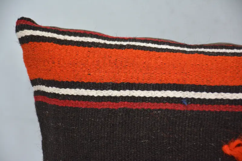 Yoga Pillow Sham, Pillow for Couch, Designer Throw Cushion, Cushion Case, Boho Pillow, Ethnical Kilim Rug Pillow, 12x24 Brown Cushion Case - 2