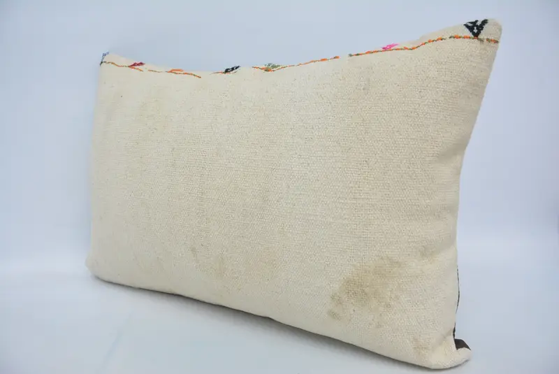 Pillow Case, Vintage Kilim Pillow, One Of A Kind Pillow, Ethnical Kilim Rug Pillow, Pillow for Couch, Outdoor Throw Pillow, 16x24 Beige Pillow - 4