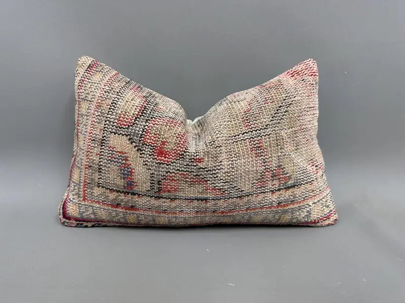 Pastel Cushion, 12x20 Beige Pillow, Cushion Cover, Garden Pillow Sham, Custom Cushion, Ethnical Kilim Rug Pillow, Throw Kilim Pillow, Vintage Pillow - 1
