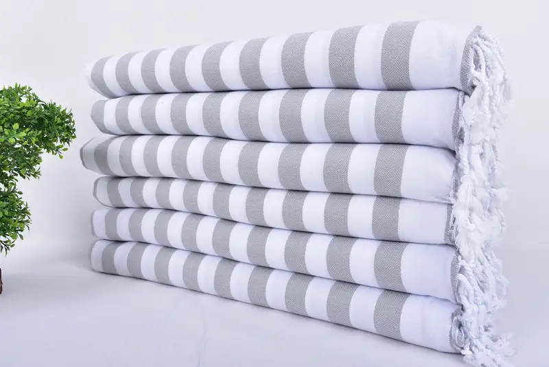 Handmade Gift, Unique Wedding Gift, 64x40 Cotton Striped Towel, Quick-Dry Beach Towel, Birthday Gift, Organic Turkish towel, Summer Towel, Spa Towel - 3