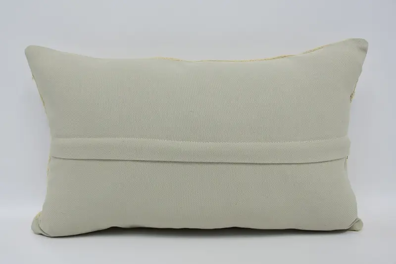 Pillow Case, Kilim Cushion Sham, 12x20 Beige Pillow Sham, Bright Pillow Case, Pillow for Sofa, Oriental Cushion Cover, Vintage Kilim Throw Pillow - 6