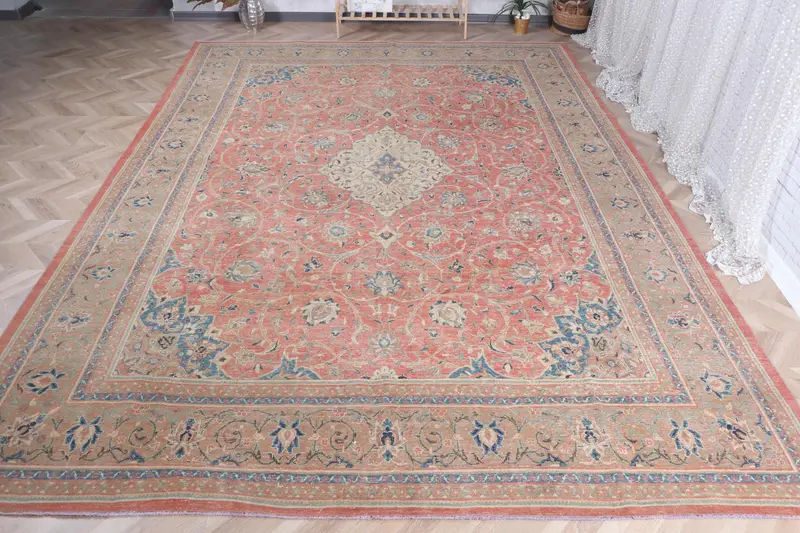 Alfombra hecha a mano en rojo y azul, 0,8x13,3 ft Geométrica Floral