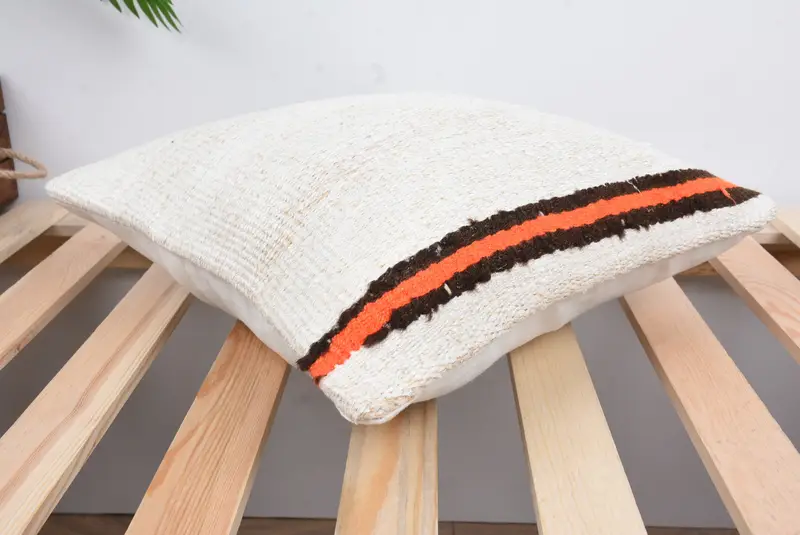 Farmhouse Pillow, Handmade Kilim Cushion, 14x14 White Pillow, Vintage Pillow, Turkish Rugs Pillow Cover, Kilim Cushion Sham, Pillow Cover - 6