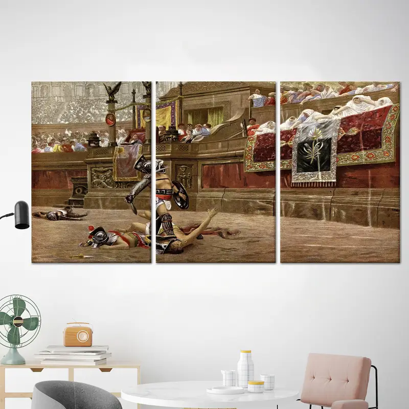 Gladiators In The Arena, Gladiator Fights Wall Art, Ancient Rome Wall Decor, Gladiator Fights Poster, Gladiator Canvas, Canvas Wall Art, - 3