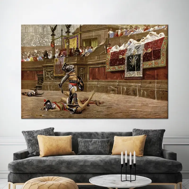 Gladiators In The Arena, Gladiator Fights Wall Art, Ancient Rome Wall Decor, Gladiator Fights Poster, Gladiator Canvas, Canvas Wall Art, - 2
