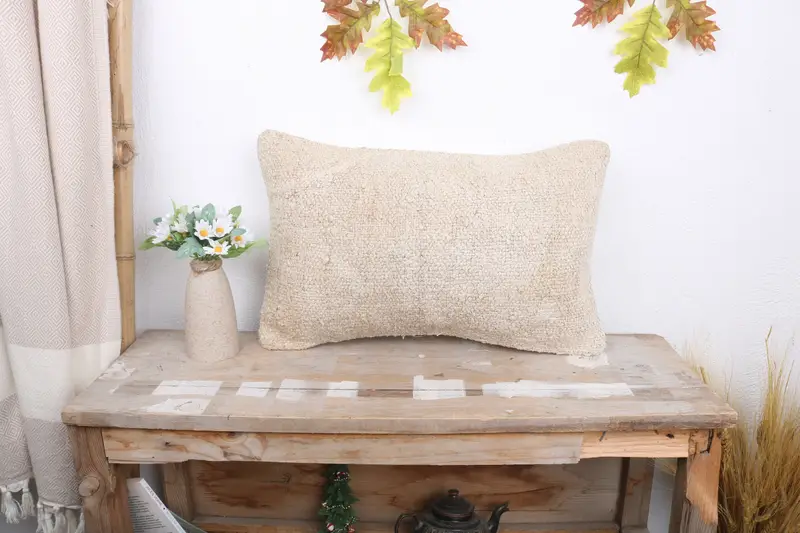 Vintage Kilim Pillow, Cushion Case, Ethnic Throw Pillow Cover, Kilim Pillow Cover, Gift Pillow, Bohemian Cushion Pillow, 12x20 White Cushion - 1