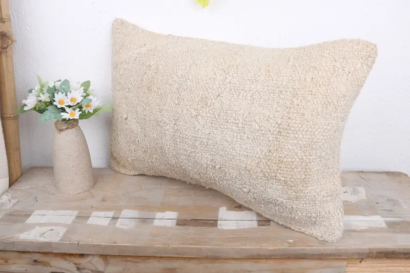 Vintage Kilim Pillow, Cushion Case, Ethnic Throw Pillow Cover, Kilim Pillow Cover, Gift Pillow, Bohemian Cushion Pillow, 12x20 White Cushion - 4