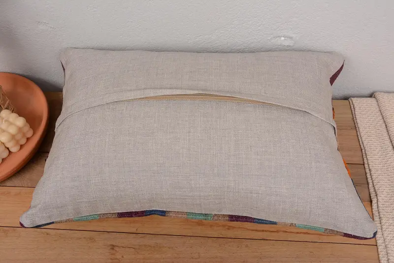 Green & Purple Patchwork Pillow, 16x24 Inches Decorative Pillow - 6