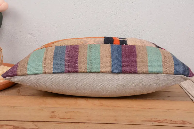 Green & Purple Patchwork Pillow, 16x24 Inches Decorative Pillow - 5