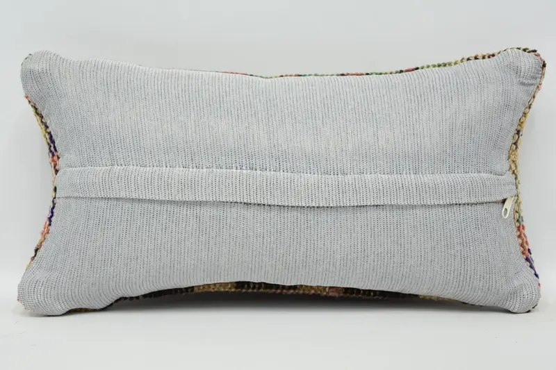 Kilim Cushion Sham, Boho Pillow Sham Cover, Turkish Pillow, 8x16 Blue Pillow Cover, Handmade Rug Seat Pillow Case, Pillow Cover - 6