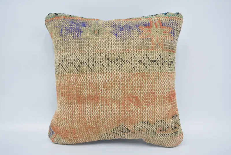Bright Pillow Sham, Cushion, Turkish Kilim Pillow, Handmade Kilim Cushion, Neutral Pillow, 16x16 Beige Pillow Cover, Home Decor Pillow - 1