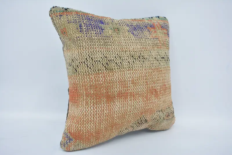 Bright Pillow Sham, Cushion, Turkish Kilim Pillow, Handmade Kilim Cushion, Neutral Pillow, 16x16 Beige Pillow Cover, Home Decor Pillow - 3