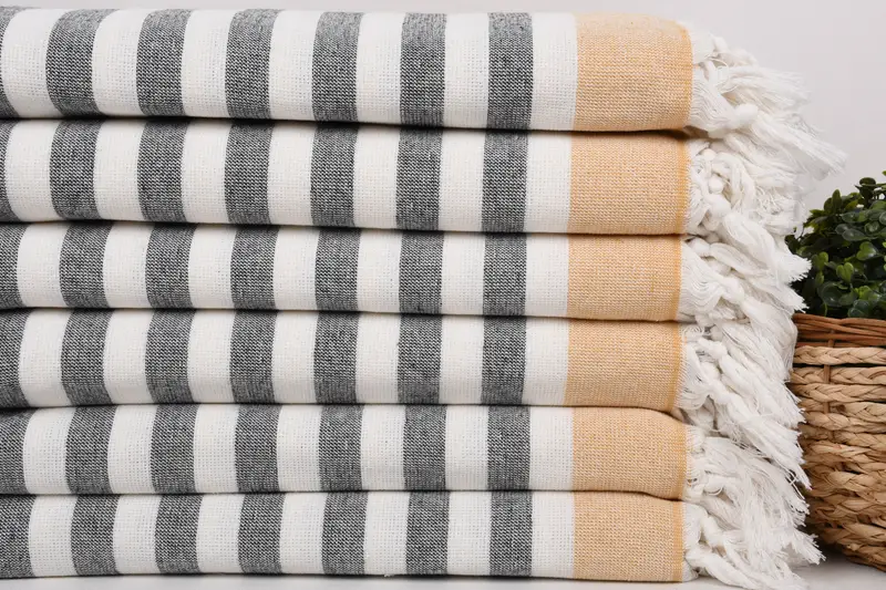 Valentines Gift, Luxury towel, Bridesmaid Gift, 68x40 Cotton Striped Terry Towel, Absorbent Turkish peshtemal towel for beach use, Wedding Favors - 2