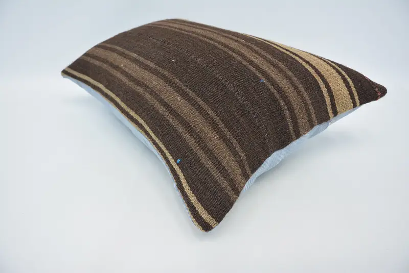Boho Pillow, Colorful Cushion Case, Cushion Cover, 16x24 Brown Cushion, Kilim Cushion Sham, Turkish Pillow, Neutral Throw Cushion Case - 6