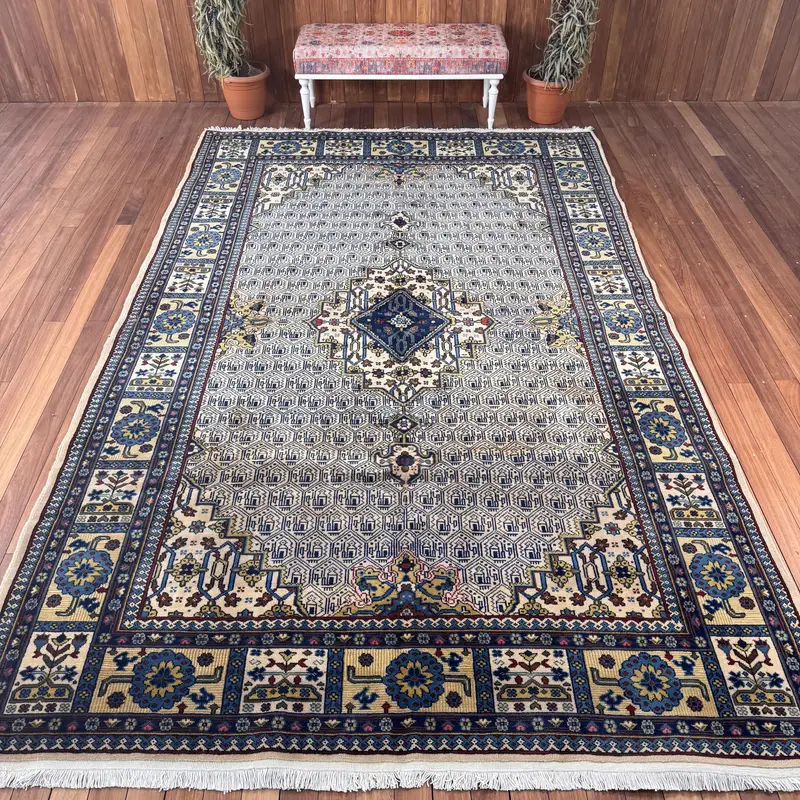 Turkish Rug, Oversize 7.5x12.1 ft Rug, Oushak Blue Rug - 1