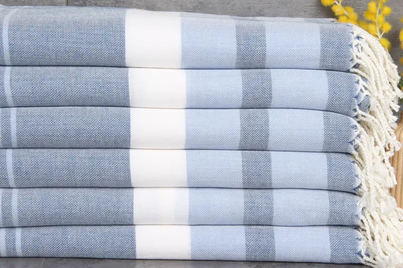 Bachelorette Towel Navy-Dark Blue Striped Turkish Towel Beach Blanket, 40x75 Inches
