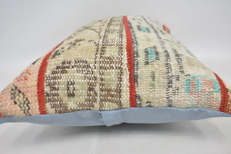 Boho Throw Pillow Case, Throw Kilim Pillow, Home Decor Pillow, 16x24 Beige Pillow, Pillow for Sofa, Sustainable Cushion Cover, Cushion Cover - 5