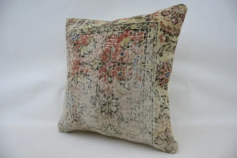 Handmade Kilim Cushion, Aztec Pillow, Boho Pillow Sham Cover, Vintage Kilim Throw Pillow, Aesthetic Pillow Case, Pillow Cover, 24x24 Red Cushion - 3