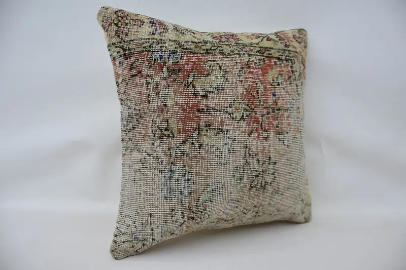 Handmade Kilim Cushion, Aztec Pillow, Boho Pillow Sham Cover, Vintage Kilim Throw Pillow, Aesthetic Pillow Case, Pillow Cover, 24x24 Red Cushion - 2