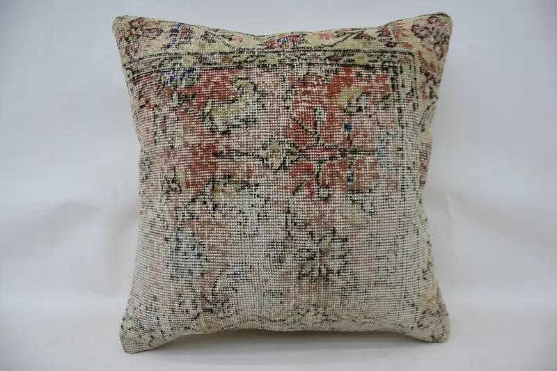 Handmade Kilim Cushion, Aztec Pillow, Boho Pillow Sham Cover, Vintage Kilim Throw Pillow, Aesthetic Pillow Case, Pillow Cover, 24x24 Red Cushion - 1