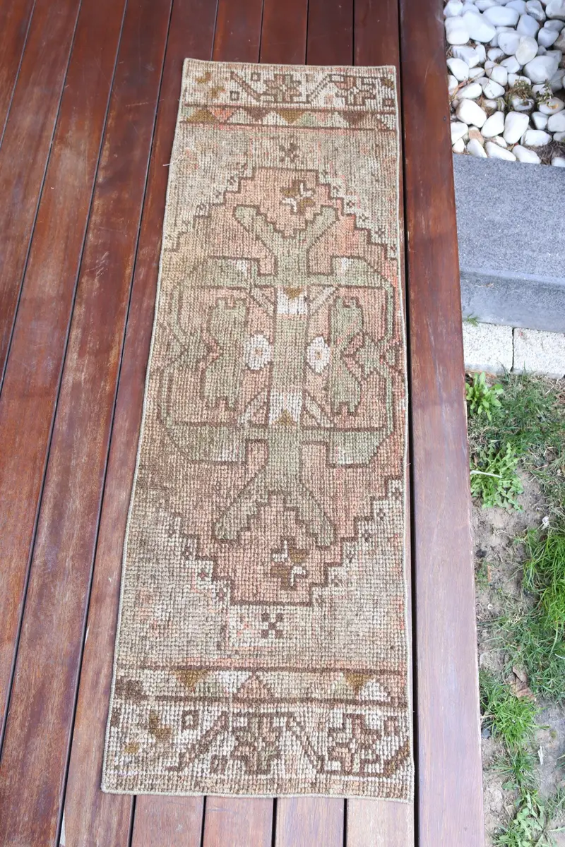 Alfombra Marroquí Hecha a Mano, Verde y Naranja 4x1,2m