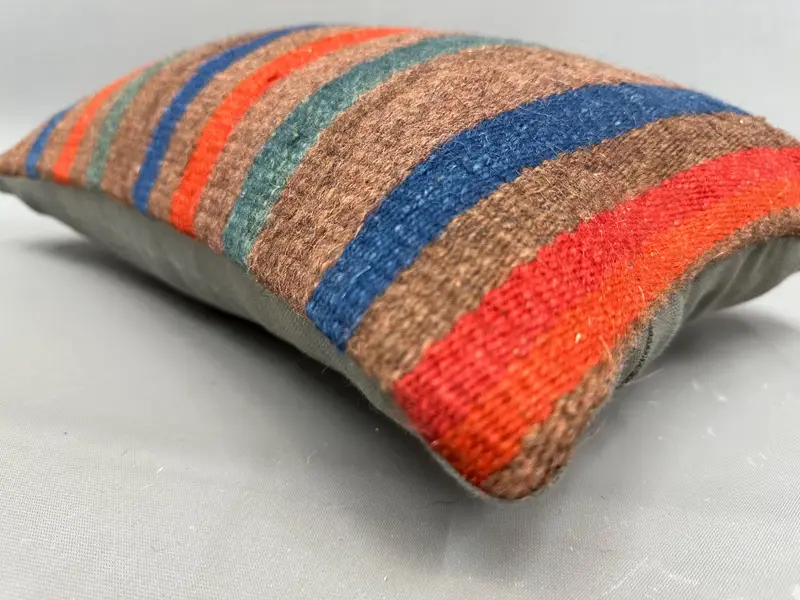Handmade Throw Pillow Sham, Kilim Pillow Cover, 12x20 Brown Cushion Case, Home Decor Pillow, Pillow Sham, Kilim Pillow, Pet Pillow Case - 6