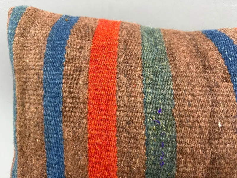 Handmade Throw Pillow Sham, Kilim Pillow Cover, 12x20 Brown Cushion Case, Home Decor Pillow, Pillow Sham, Kilim Pillow, Pet Pillow Case - 5