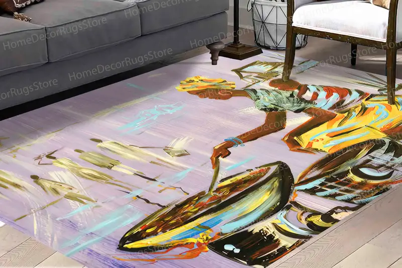 Authentic Nigerian Printed Rug: Vibrant African Woman Design