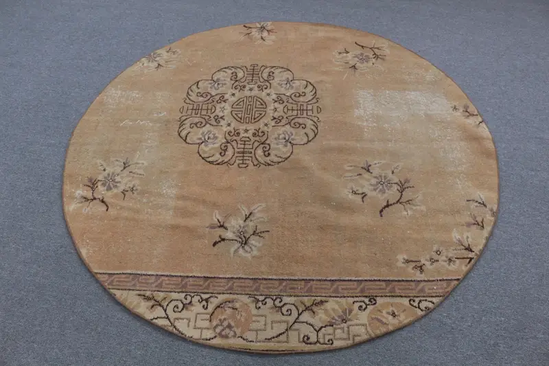 ブラウン、ブラックストライプラグ、5.6x5.61フィートの幾何学模様