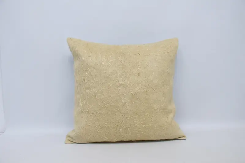 Türk Büyük Kare Kırlent Kılıfı, Yün Hediyelik 70x70 cm Krem Yastık Kılıfı - 1