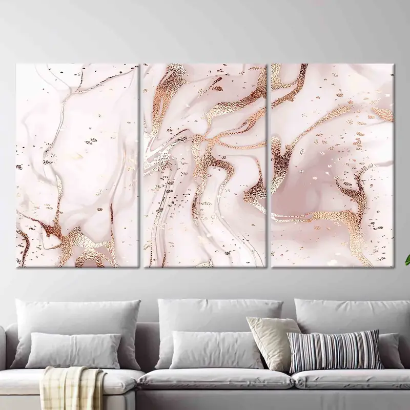 ゴールデンマーブルのきらめく高級キャンバスプリント - モダンエレガンス