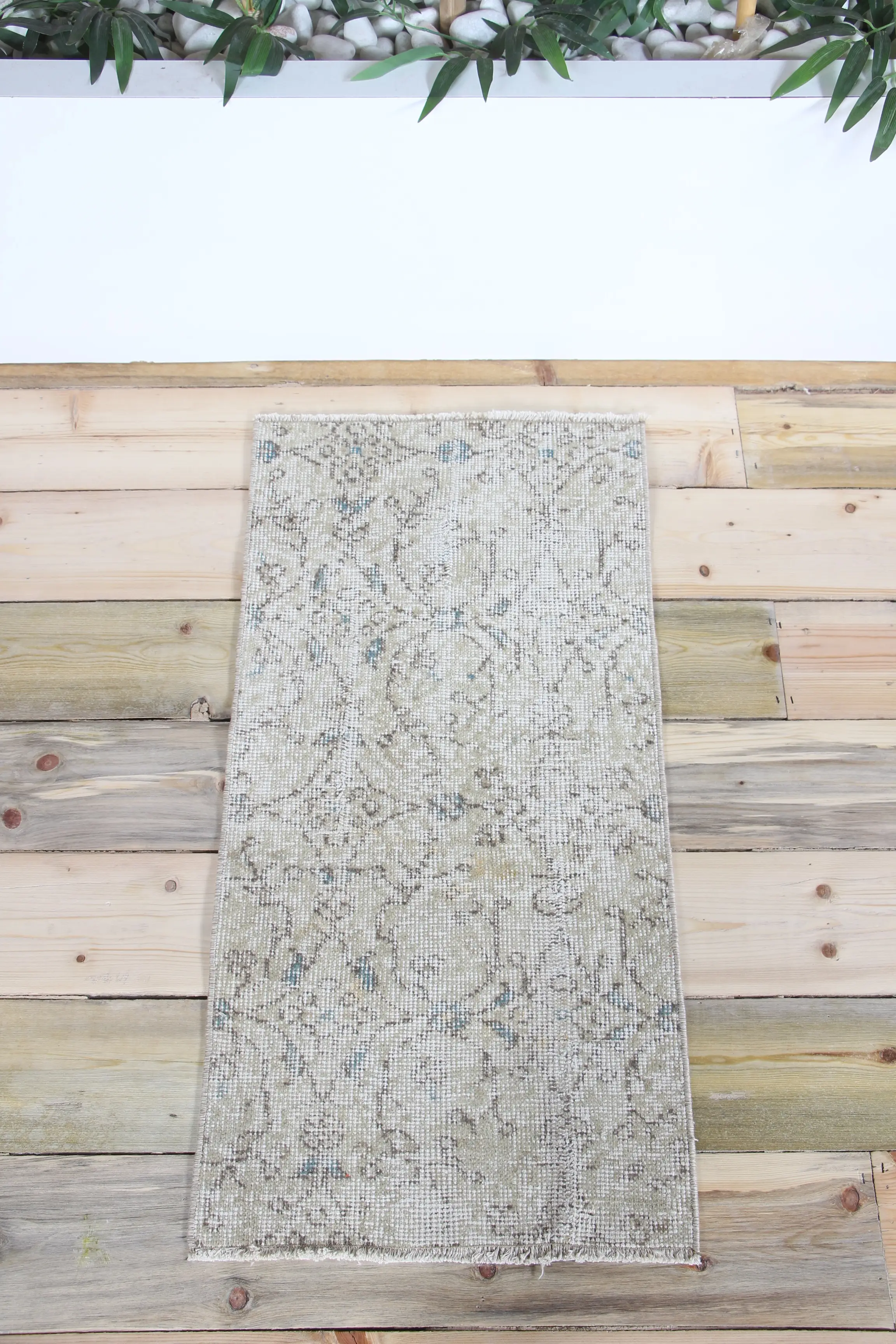 1.5x3 ft Rug, Turkish Vintage Rug, Beige Geometric Rug - 1