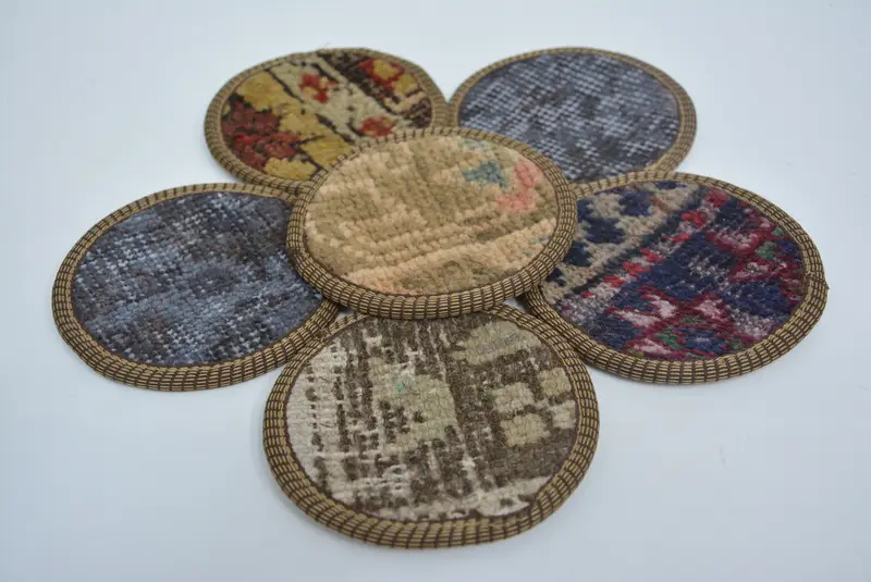 Posavasos Kilim azul y marrón, almohadilla antideslizante para bebidas