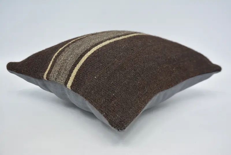Accent Throw Cushion Case, Cushion, Interior Designer Pillow, Vintage Kilim Throw Pillow, 14x14 Brown Pillow Cover, Vintage Kilim Pillow - 6