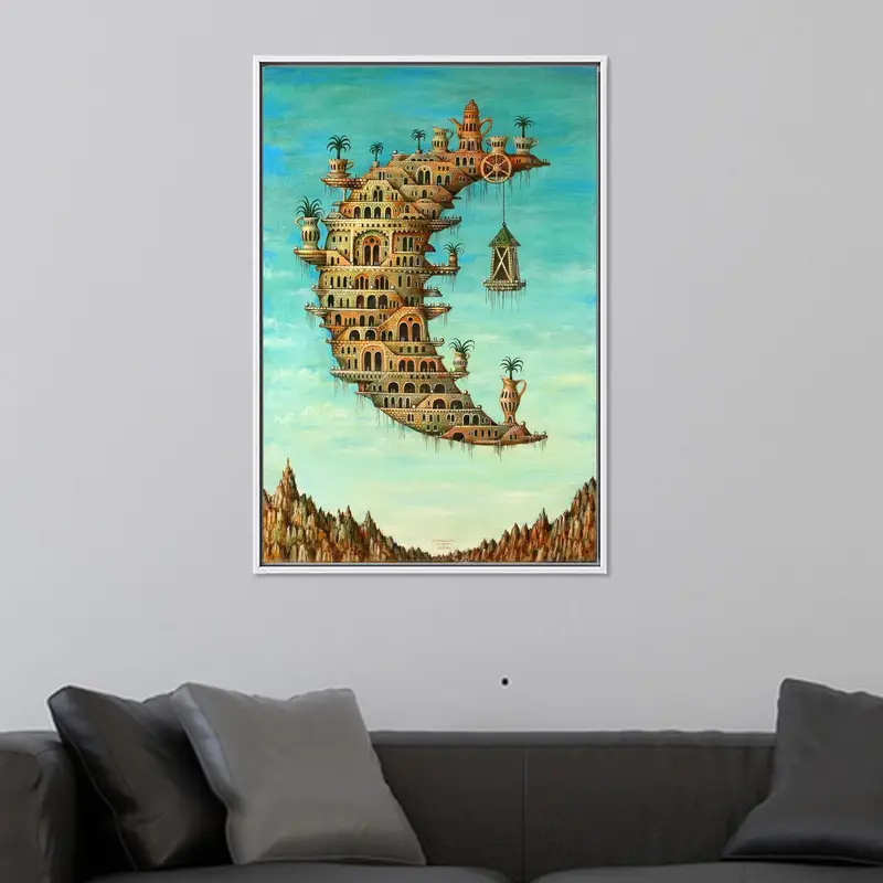 Dali's Surreal Moon Living: Abstract Canvas Print
