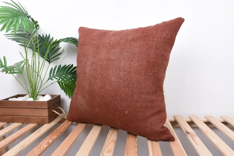 Auténtica cubierta de cojín, almohada de decoración del hogar, almohada de kilim vintage, farsa de almohada roja 24x24, almohada boho, cubierta de cojín, almohada interior - 5