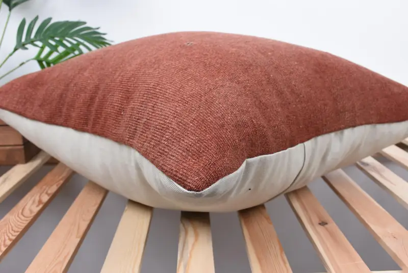 Auténtica cubierta de cojín, almohada de decoración del hogar, almohada de kilim vintage, farsa de almohada roja 24x24, almohada boho, cubierta de cojín, almohada interior - 6