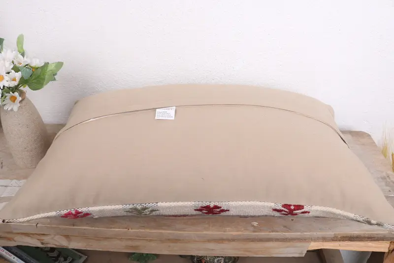 Turkish Pillow, 12x20 White Cushion, Retro Pillow Sham, Interior Designer Pillow, Cushion Cover, Oriental Pillow Cover, Kilim Pillow - 7