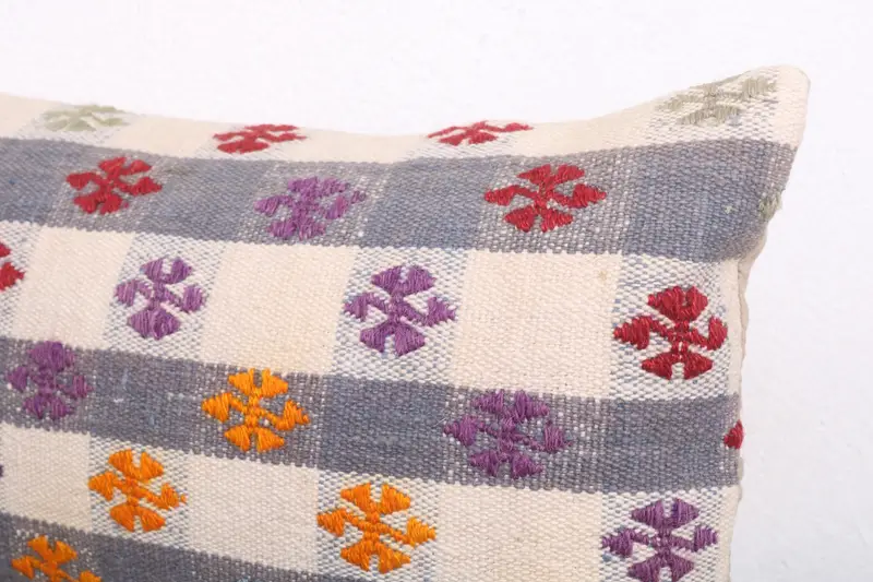 Turkish Pillow, 12x20 White Cushion, Retro Pillow Sham, Interior Designer Pillow, Cushion Cover, Oriental Pillow Cover, Kilim Pillow - 5