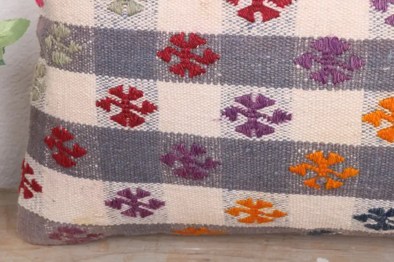 Turkish Pillow, 12x20 White Cushion, Retro Pillow Sham, Interior Designer Pillow, Cushion Cover, Oriental Pillow Cover, Kilim Pillow - 3